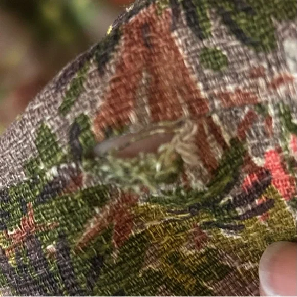 Two Vintage Barkcloth Curtain Panels - Picture 3 of 7